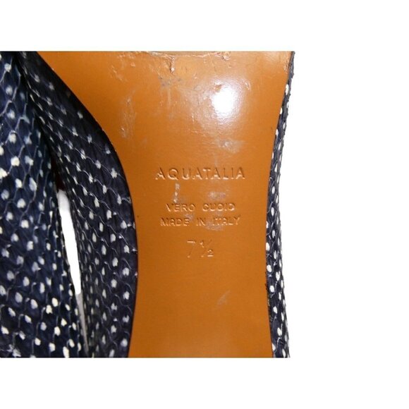 Aquatalia RARE Blue Polka Dot Textured Pasha‎ Pump Heels Size 7.5 Made in Italy - Picture 8 of 11